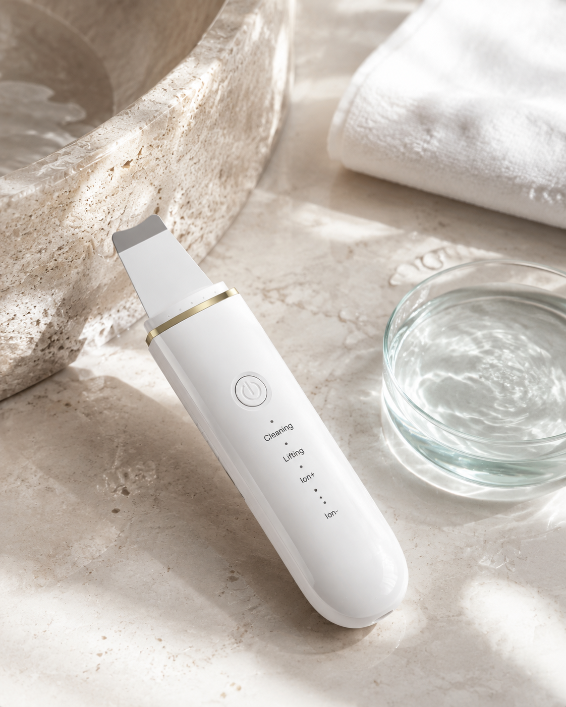 Revelloa ultrasonic skin scrubber ready for an at-home skincare routine